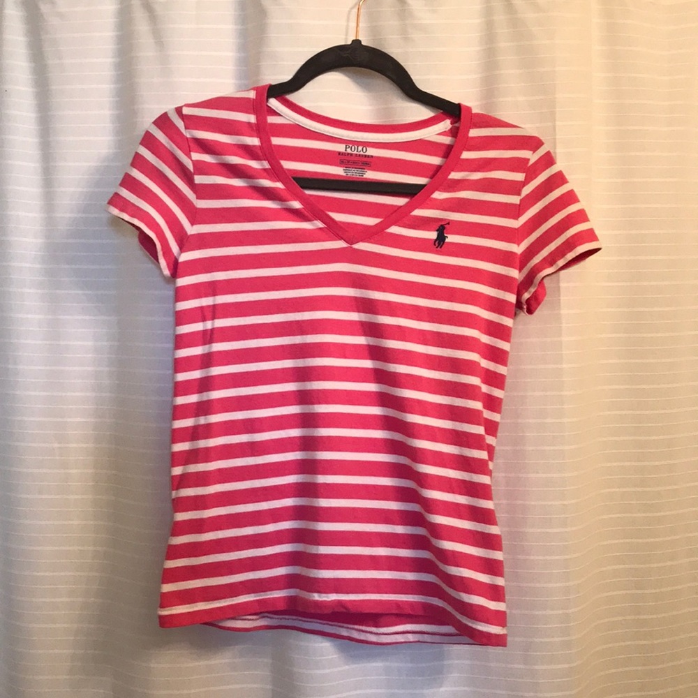 Polo Ralph Lauren Pink and White T-Shirt XS